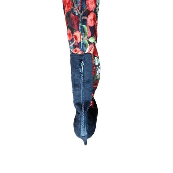 Design by Jacobies Black Sheer Mesh Embroidered Floral Over the Knee Sti… - Picture 8 of 10